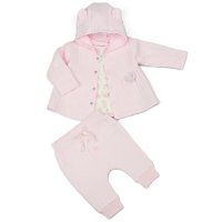 M15952: Baby Girls Quilted 3 Piece Outfit (0-9 Months)